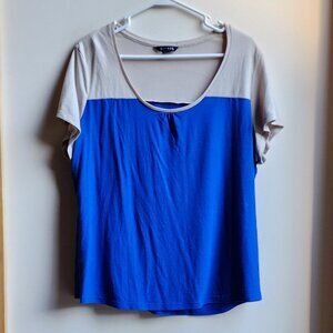 GEORGE Beige/Blue Plus Size Short Sleeve Jersey Size XXL